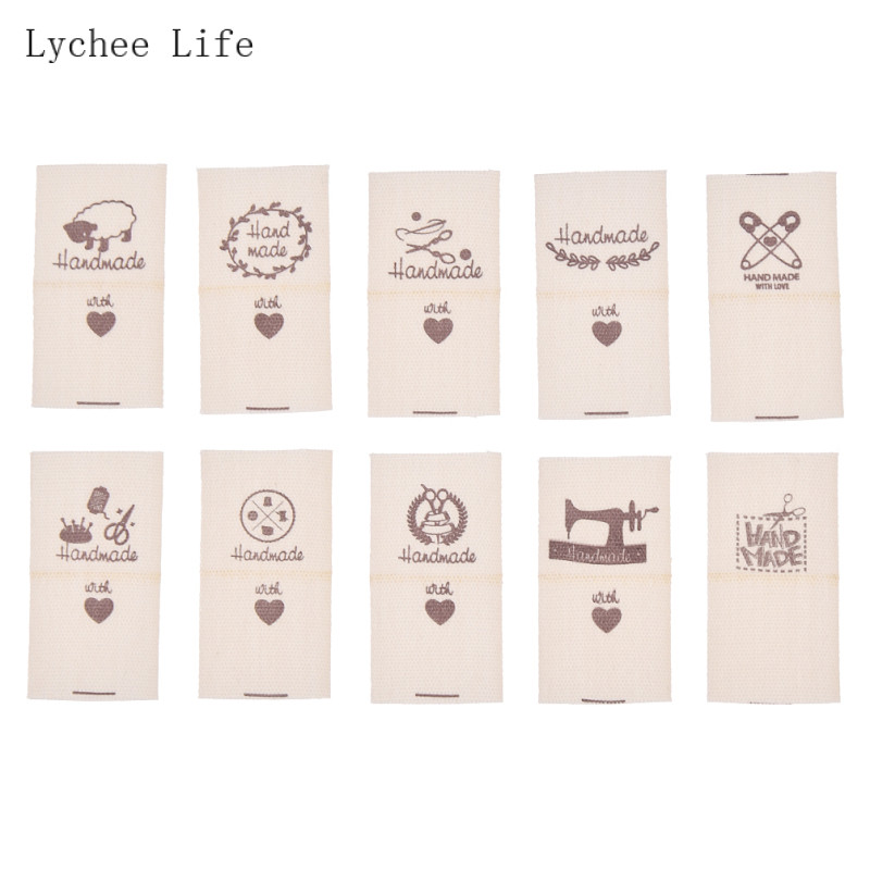 

Lychee Life 50Pcs/lot Handmade Sheep Animals Cloth Garment Labels Hand Made Label Tags For Diy Sewing Crafts