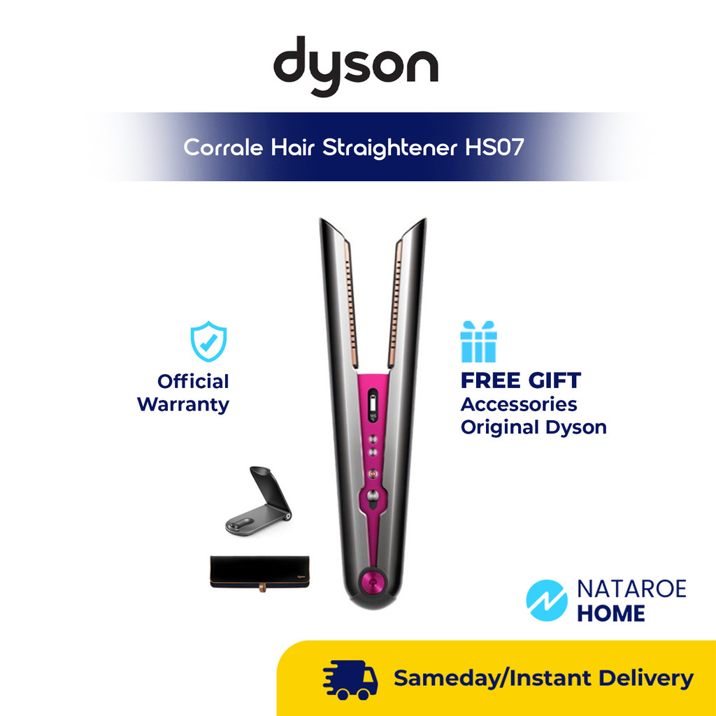 Dyson Corrale Hair Straightener HS07 (Nickel/Fuchsia) - Catokan Rambut
