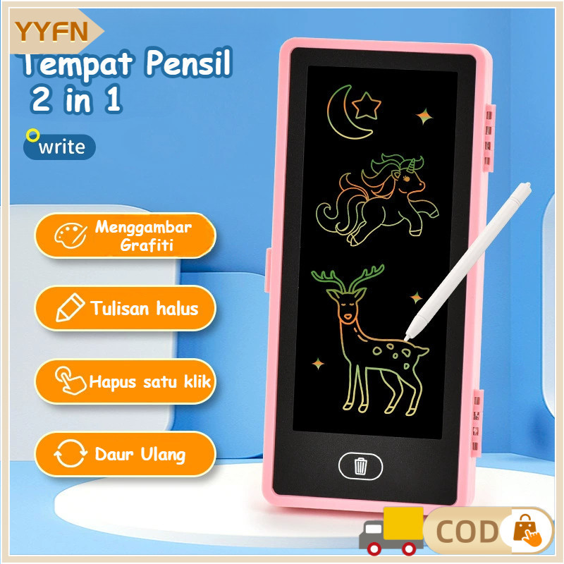 

Tempat Pensil 2 in 1 — Drawing Box Kotak Pensil Dan Papan Coret Kreatif Anak Dengan Digital Pad Edukasi