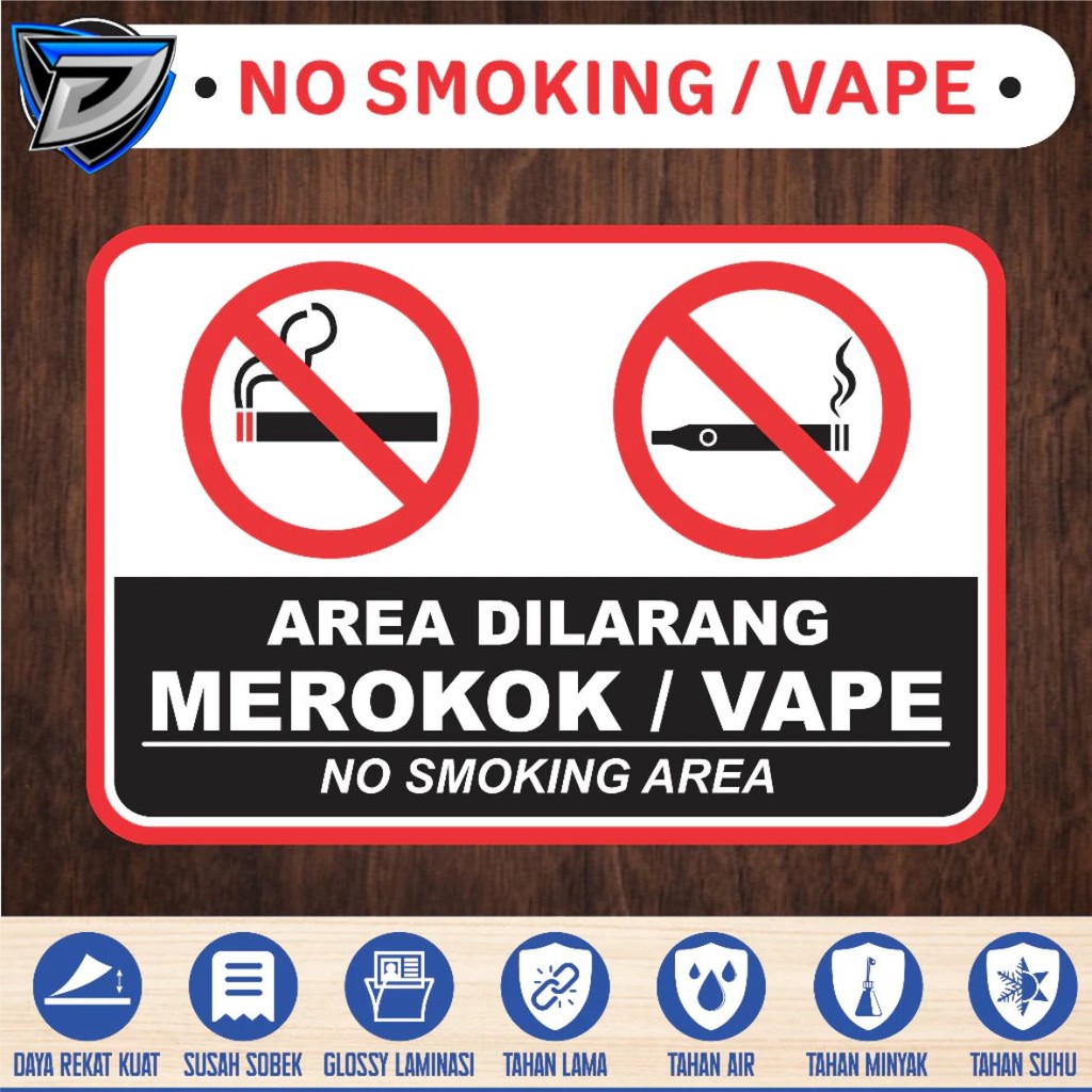 

STIKER VINYL NO SMOKING / VAPE AREA LAMINASI GLOSSY