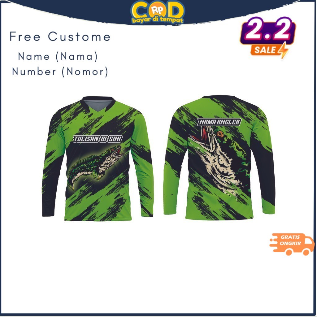Jersey Baju Mancing Premium Ikan Gabus Custome Nama / Number Dri Fit Milano Full Printing Vinus