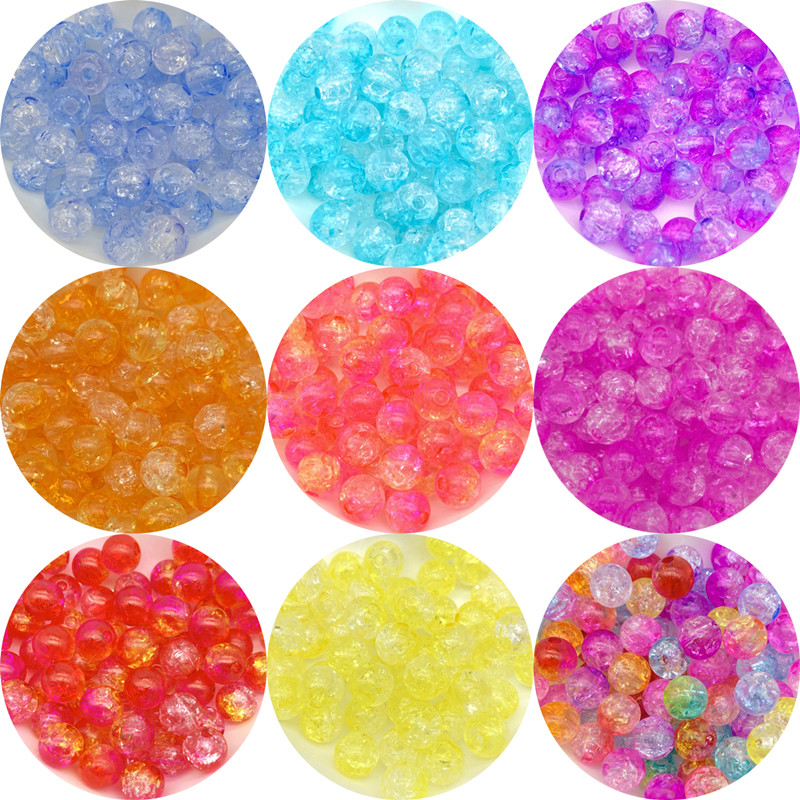 

50pcs 8mm Acrylic Beads Double Colors Crackle Spacer Beads For Jewelry Making DIY Charms Earrings Necklace Bracelet Accessories