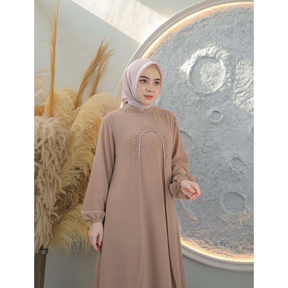 PROMO RAMADHAN SALLE Liora Dress Payet Lebaran 2025 Dua Layer Matt Ceruty Babydol Full Furing Gamis 