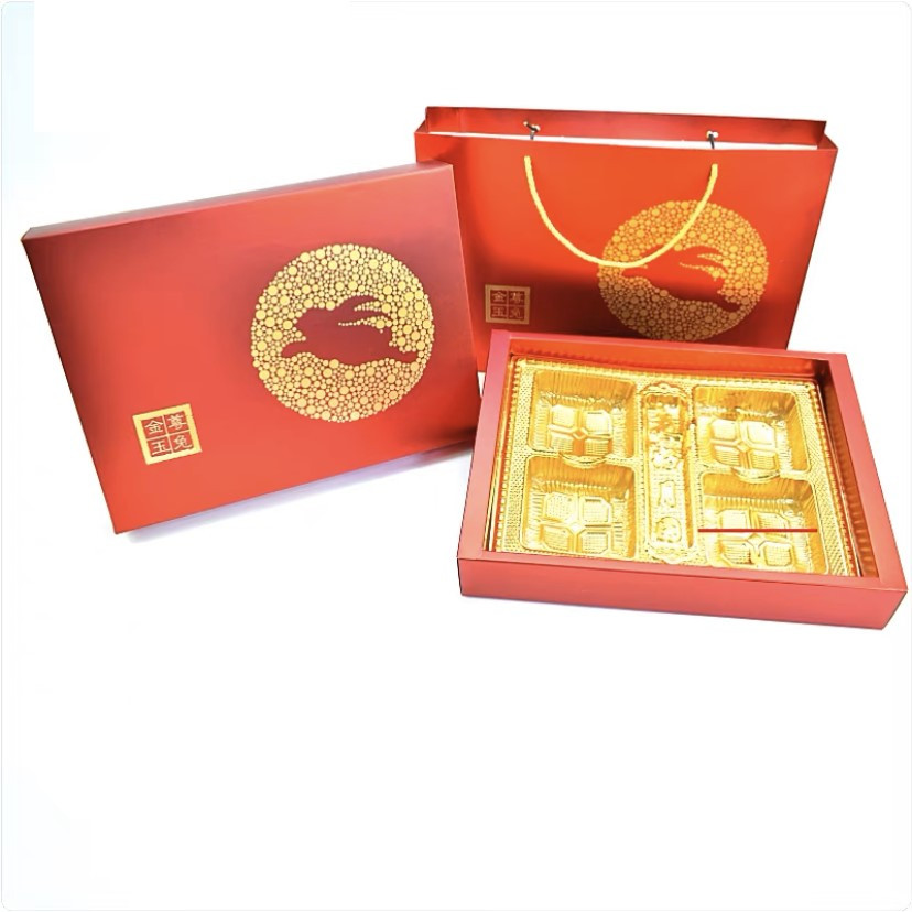 

pekanbaru / Mooncake Moon Cake Hampers Box Set / Kotak Hampers Kue Bulan Set Merah Gold