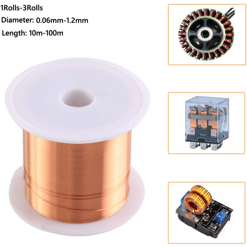 1-3Rolls copper lacquer wire 0.06mm -1.2mm Cable Copper Wire Magnet Wire Enameled Copper Winding Wir