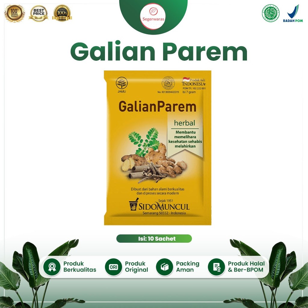 Segerwaras Jamu Galian Parem Sidomuncul 10 Sachet  -  Melancarkan ASI & Melangsingkan Badan