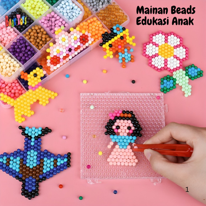 BabyToys Mainan Anak Manik Manik Beads DIY 3D Bead Kerajinan Meronce Edukasi Perempuan Laki Laki