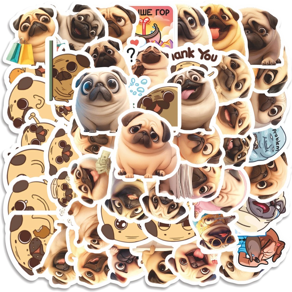 

COD 50 Pcs Stiker Cute Pug Funny Dog V6 Lucu Anti Air Untuk Dekorasi Notebook Sepeda Skateboard Handphone