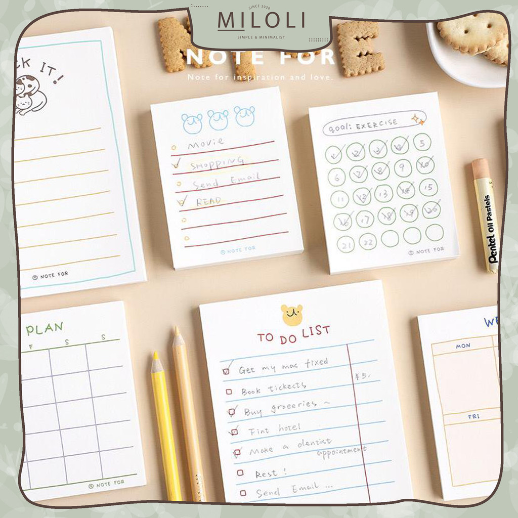 

[MILOLI] 100/ 50Lembar SIMPLE MEMO PAD Note Paper Notepad Note Book - C0066