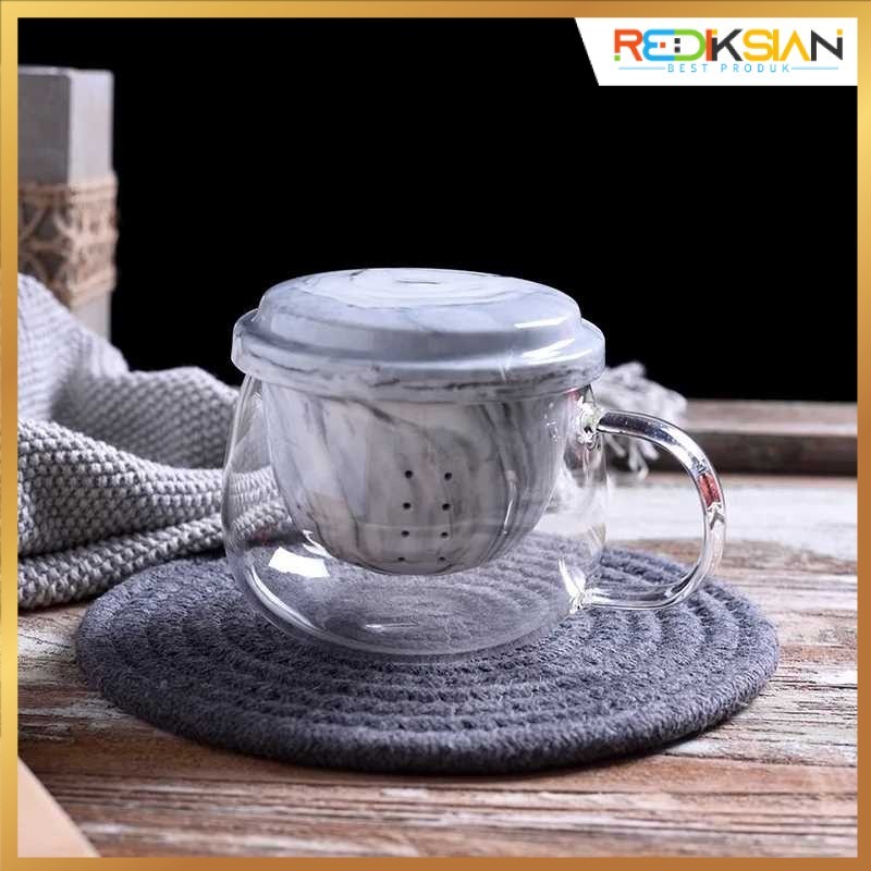Gelas Cangkir Teh Infuser |Gelas Teh Ukuran 400ml Dengan Infuser