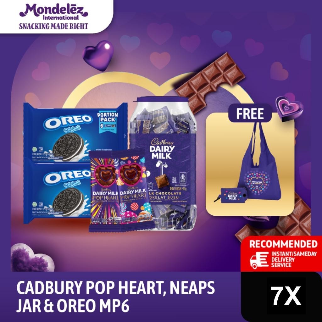 [Valentine Bundles] Cadbury Neaps Jar x 2 + Cadbury Pop Heart x 2 + Oreo Multipack 6 x 2 + Free Excl