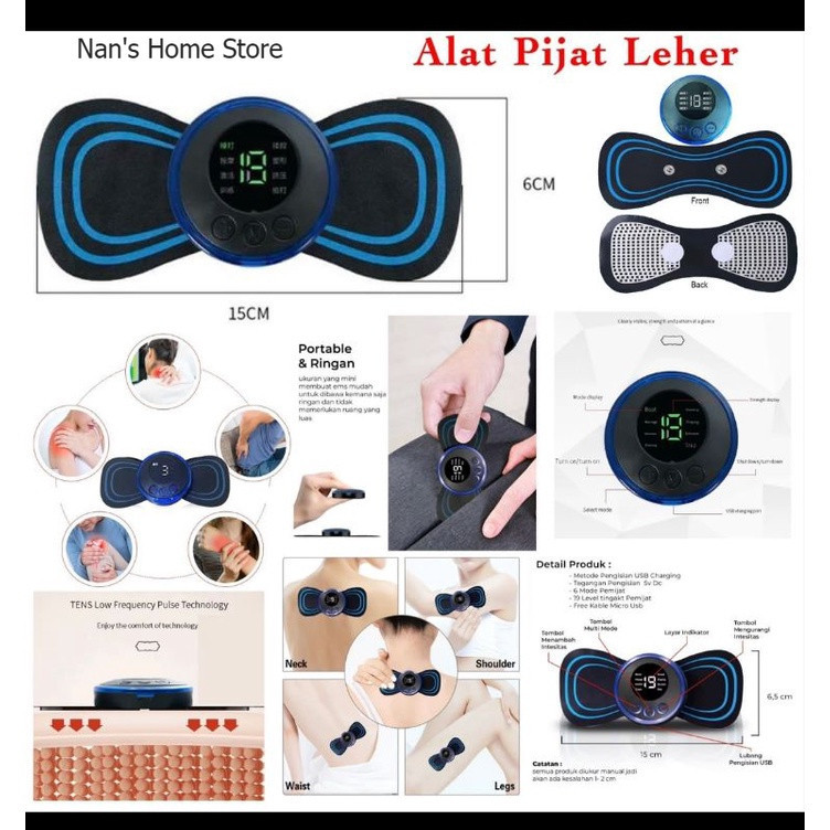 YOVIP Alat Pijat Portable EMS Leher Neck Cervical Massager Stimulator - HQ-185 - Black