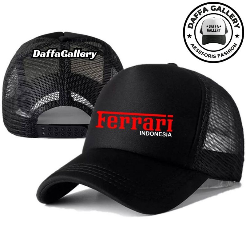 Daffaa Gallery Topi Trucker FERRARI - Topi Distro FERRARI Logo - Topi FERRARI Premium - Topi Pria De