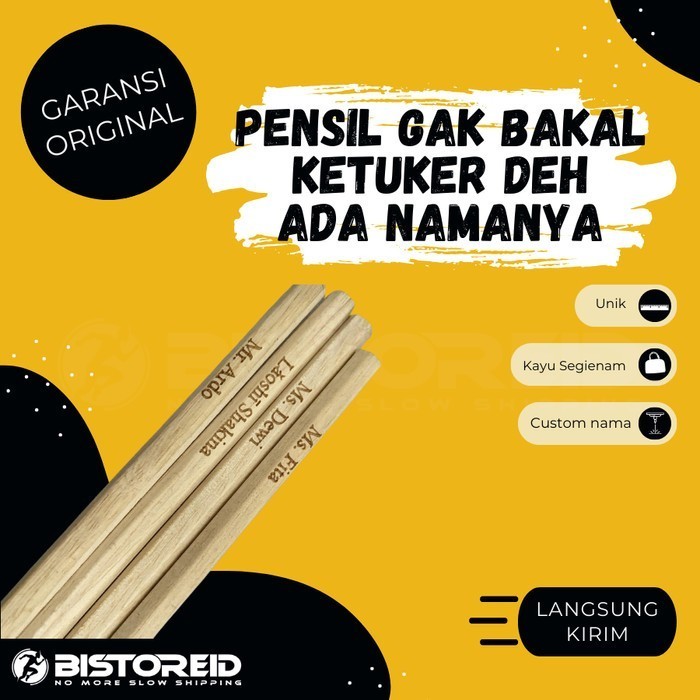 

[EKONOMIS] Grafir Nama Laser Pensil Kayu Segienam Hexagonal 2B