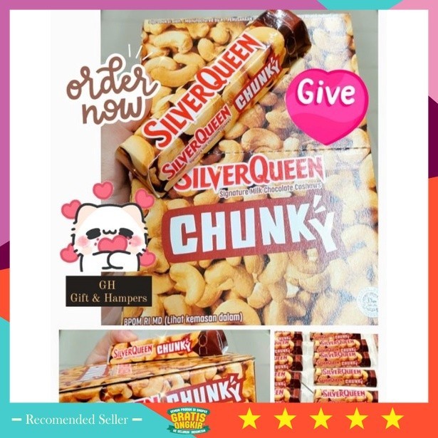 

Hampers Valentine Lebaran Murah Ramadhan Idul Fitri Keren Kekinian Unik / Coklat SilverQueen Chunky Bar 33gr x 12pcs Kado Valentine Gift Box Set