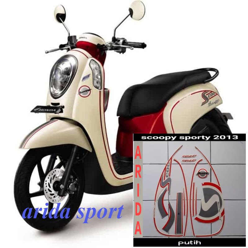 striping stiker   honda scoopy  sporty cw fi 2013 cream motif striping original scoopy