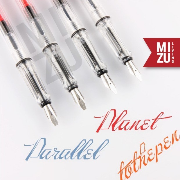 

Promo_[ghino_store45] MIZU ITALICO Calligraphy Parallel Fountain Pen Italic Stainless Nib - CLEAR Bening, F 0.5mm