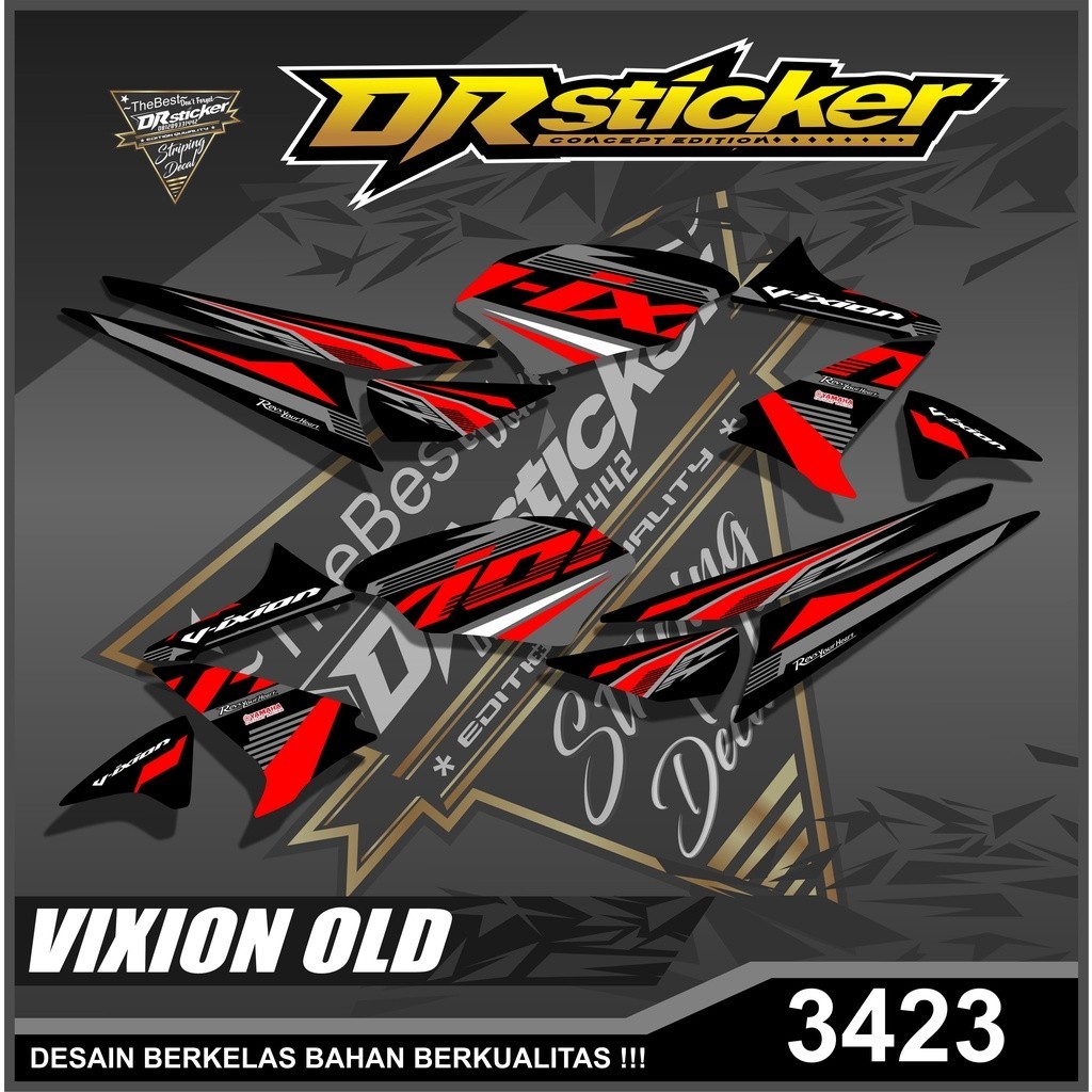 3423 Sticker Striping Lis Vixion Old Variasi Grafis Racing Semi Full - Sticker Striping Vixion Old