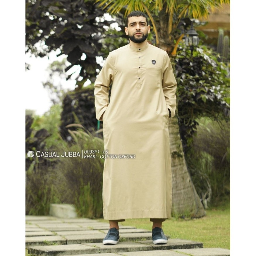 SAMASE Jubba Jubah CasuaL U093 Baju Gamis Pakaian Sholat Muslim Pria  - Dk.Grey, S
