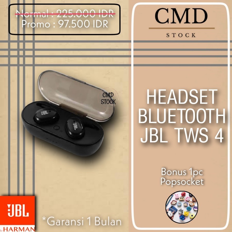 Airdots Earbuds JBL TWS 4 Headset Bluetooth Earphone TWS-4 Wireless Original