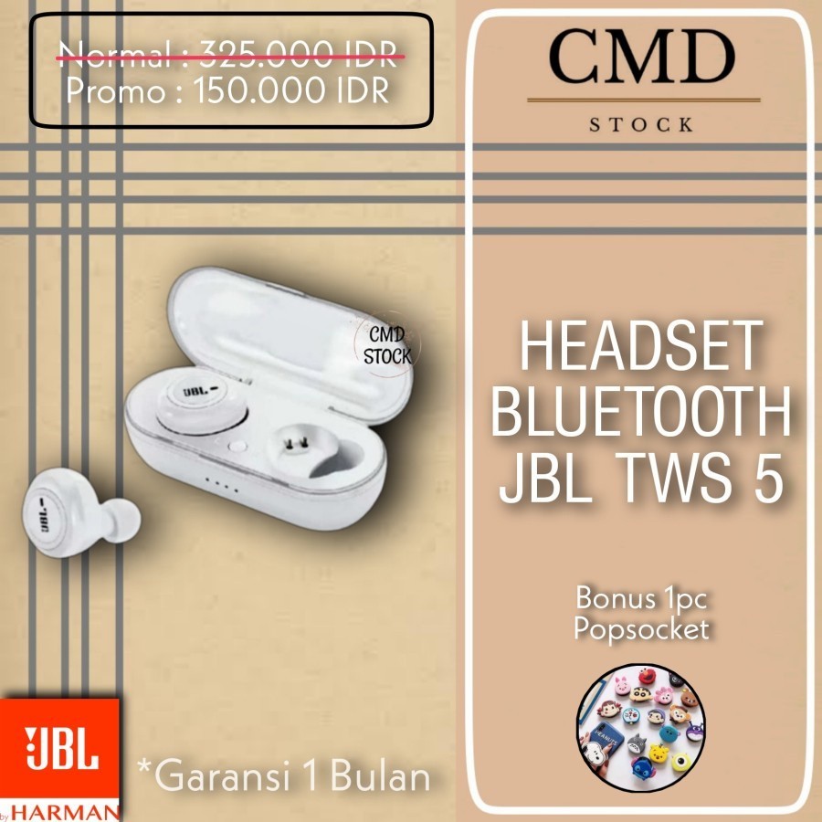 JBL TWS 5 Headset Bluetooth Super Bass Wireless Earphone By Harman Original