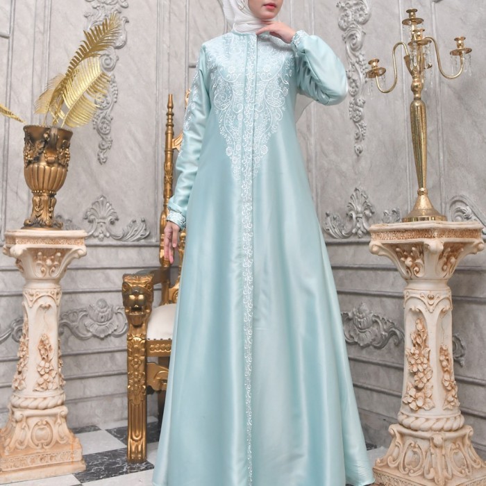Gamis Pesta Mewah  Gamis Crystal Bordir  Realpict - Peach, S