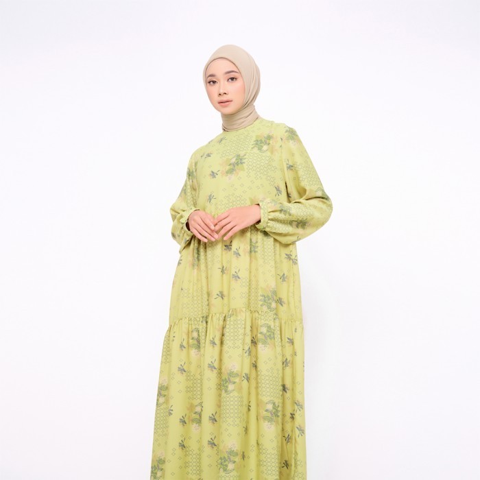 ZM Zaskia Mecca - Yuna Corn Gamis Romansa Khatulistiwa - Bunga Asoka - XL