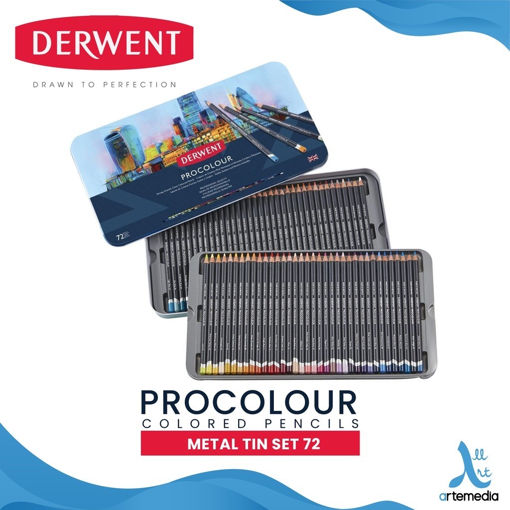 

Derwent Procolour 72 Pencil Color Metal Tin Set Pensil Warna