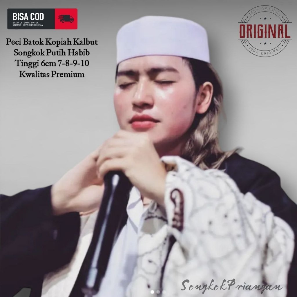 Peci Putih Batok Kopiah Habib Kalbut Super Tinggi 7,8,10cm Songkok Keren Terbaru | Peci Kalbut Putih