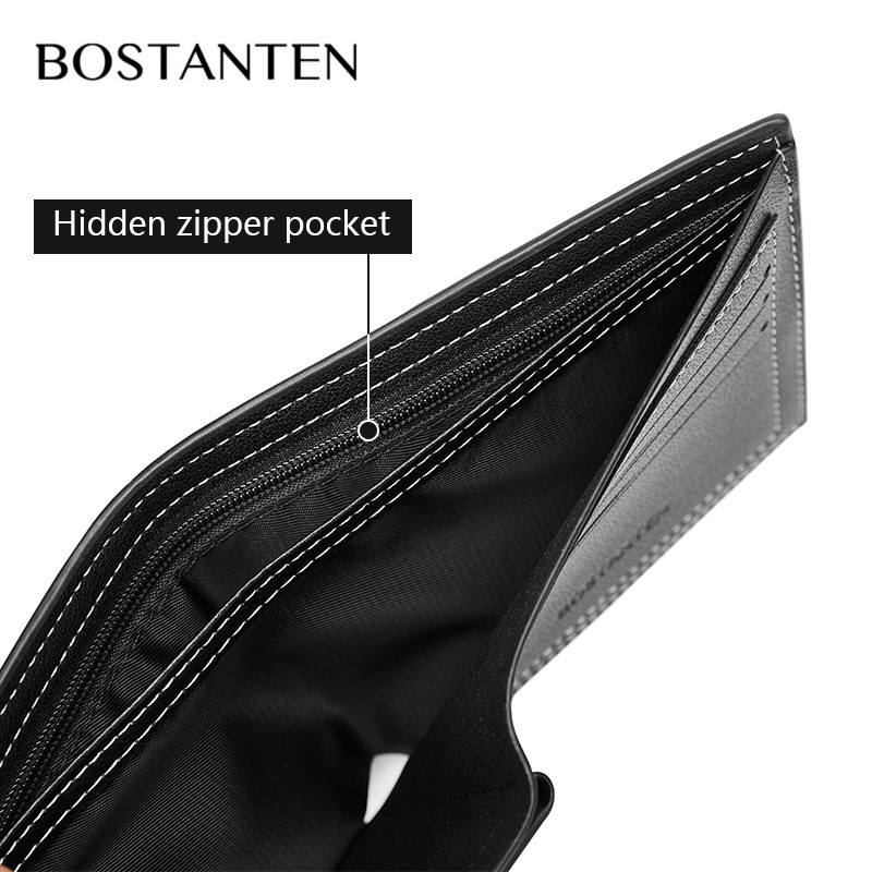 ORIGINAL BOSTANTEN Dompet Pria Lipat Pendek Kulit PU Hitam/Cokelat