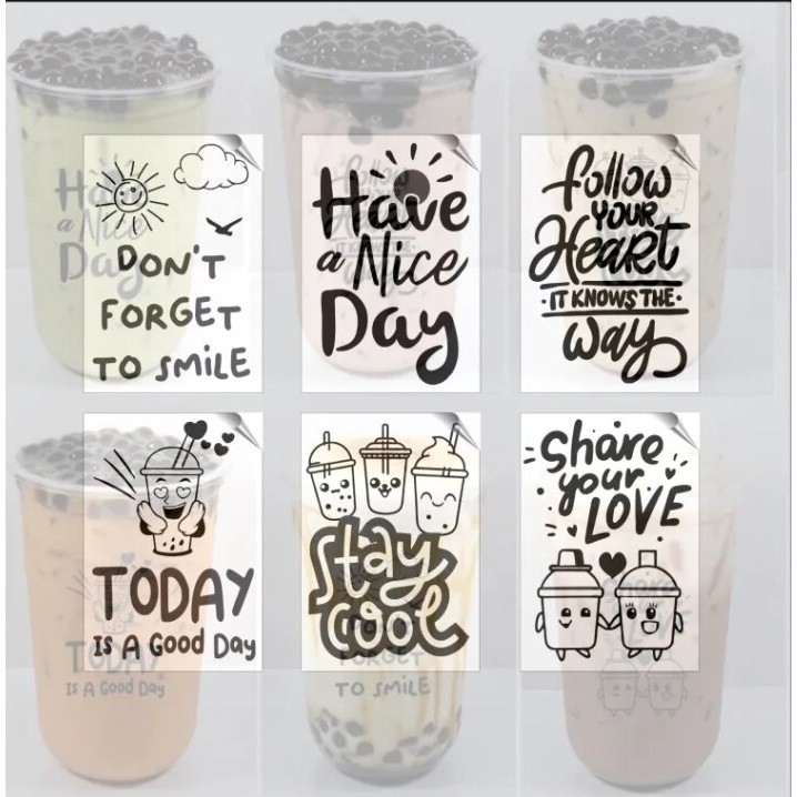 

SRTIKER Stickers minuman transparan stiker Qoutes kekinian isi 100 pcs MINUMAN