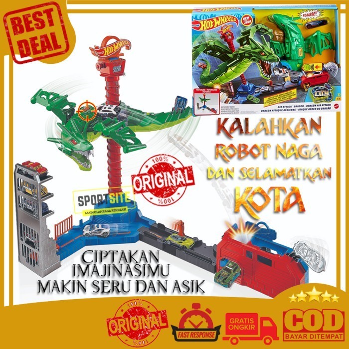 Hot Wheels Air Attack Dragon Track City Playset Trek Set Jalanan Mobil -KA67