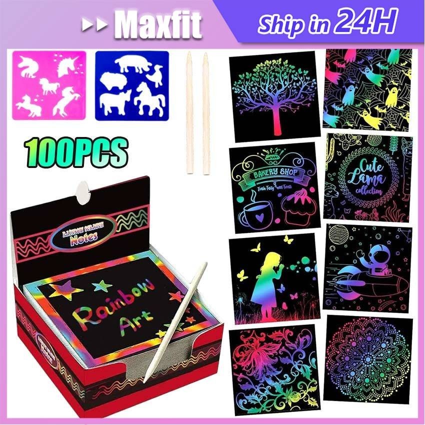 

Magic Color Rainbow Scratch Paper Note Book Buku Magic Warna Kertas Pelangi Mainan Lukisan Anak (1 Set Isi 100)