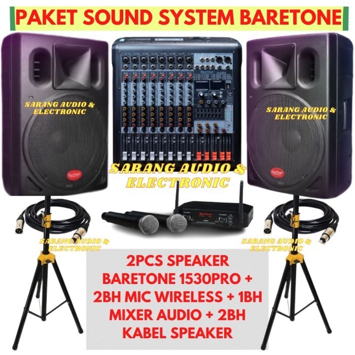 PAKET SOUND SYSTEM BARETONE 15IN AKTIF / MIXER 8 CHANNEL ORIGINAL