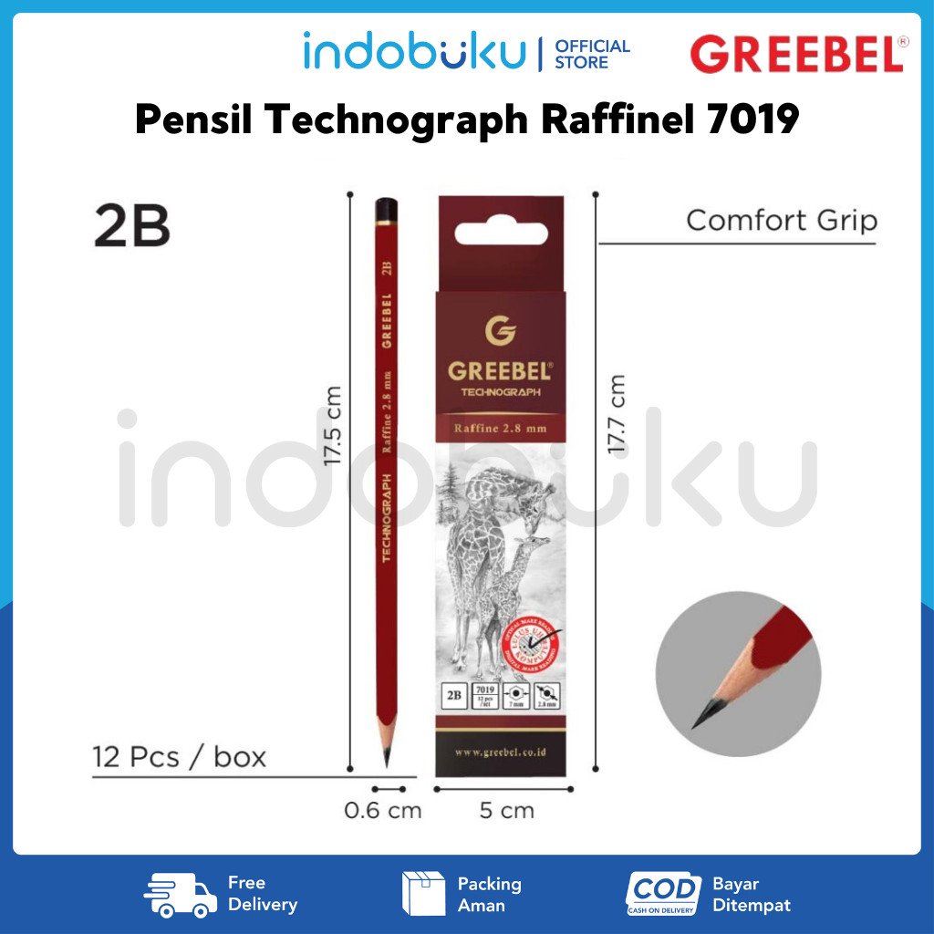 

Pensil 2B Technograph Raffine 2.8 mm Greebel 7019 ( 1 Pack Isi 12Pcs )