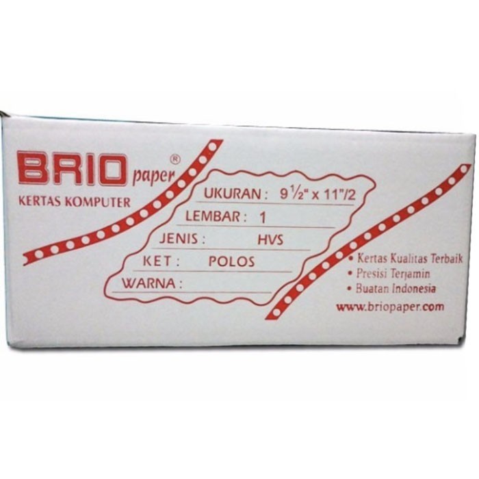 

Brio Kertas Countinous Form 1 Ply 1 Lembar HVS Kertas Komputer Bagi 2