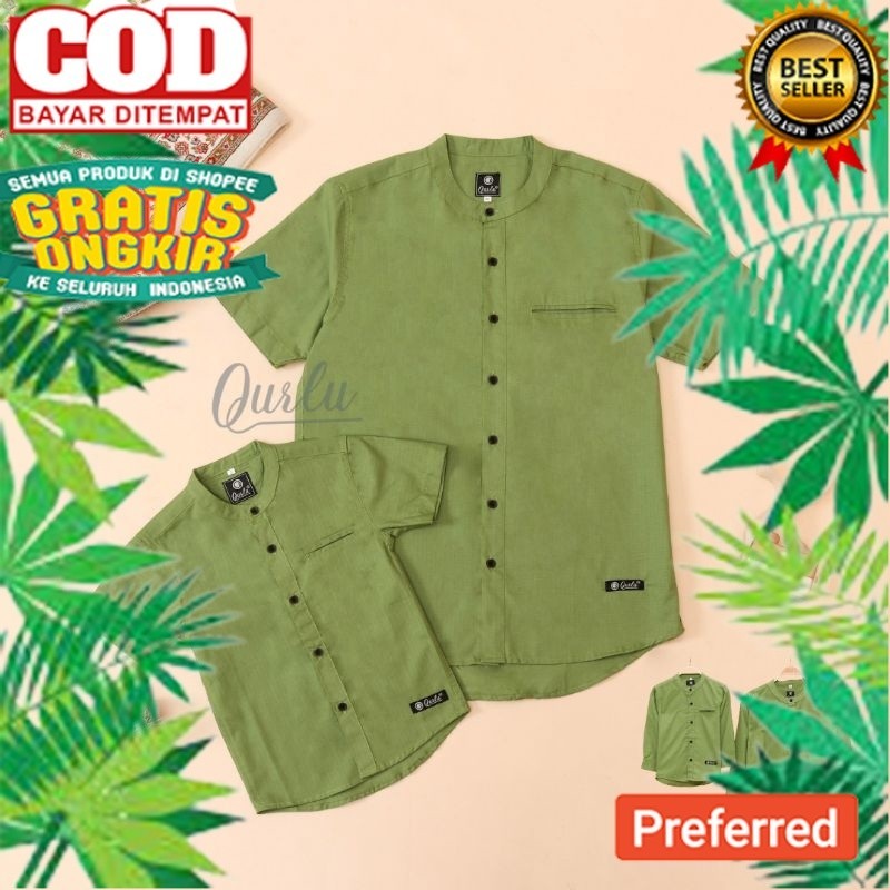 Kemeja Koko Anak/Dewasa warna HIJAU ALPUKAT//PROMO BAJU MUSLIM RAMADHAN MURAH