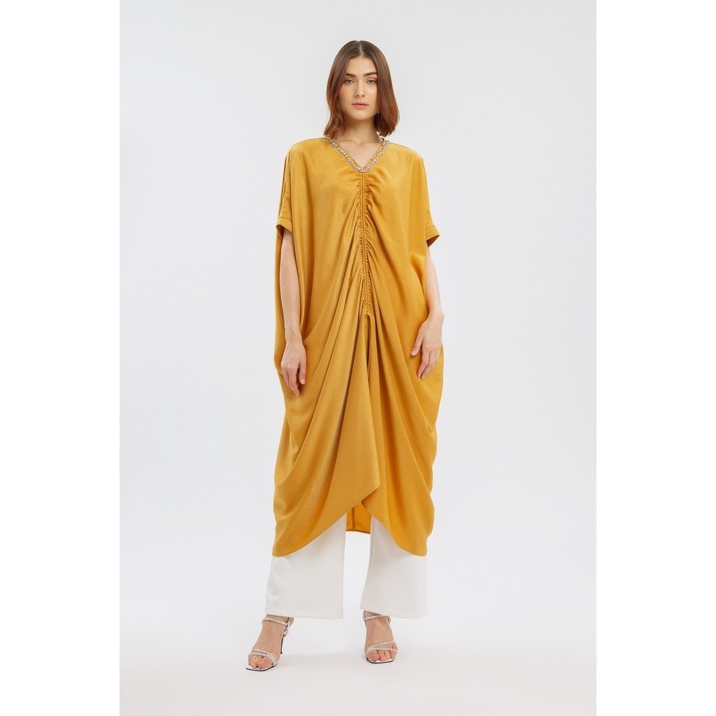 Minimal Amabella Kaftan Honey Mustard - S/M, HONEY MUSTARD