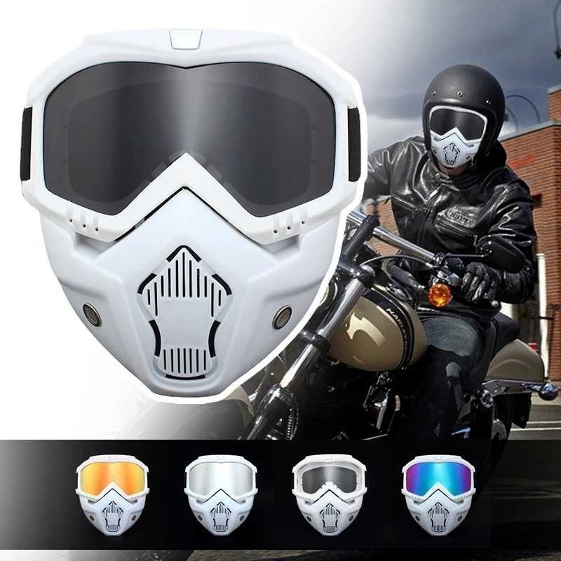 TaffSPORT Kacamata Goggles Putih + Mouthpiece Masker Full Face Helem Goggle Mask Helm Gun Ski Motor 
