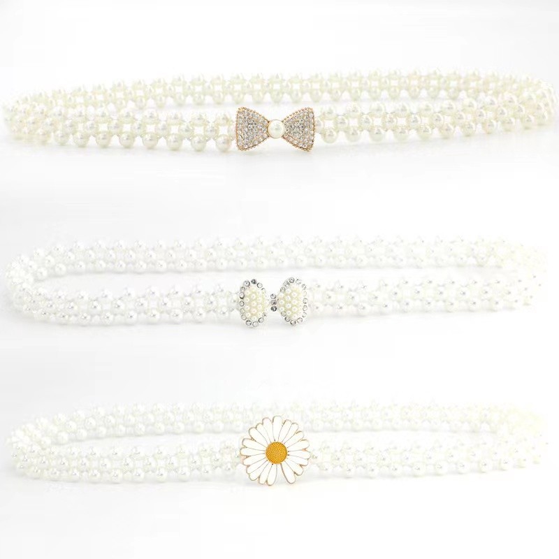 Ikat Pinggang Style Full Mutiara Imitasi Terbaru Style Women Pearl Belt - Gesper Mutiara Keren