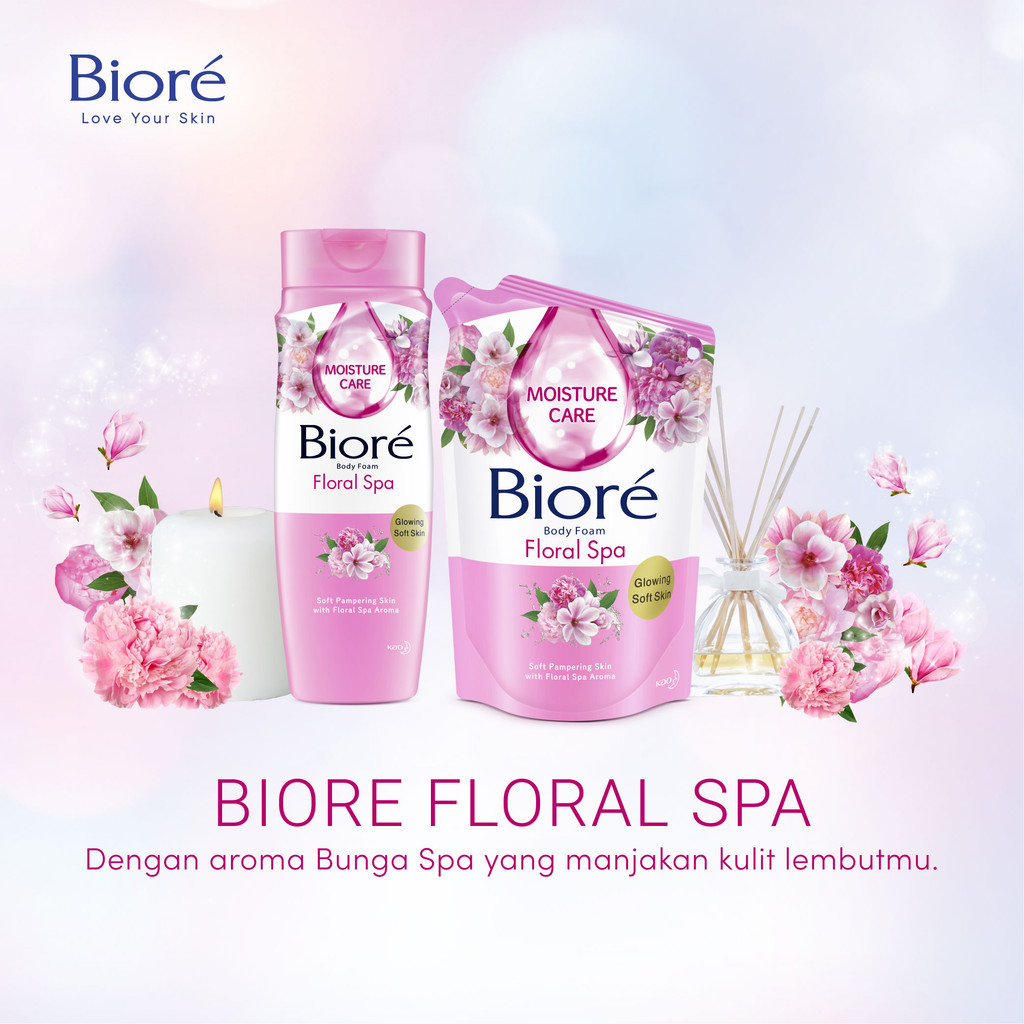 Biore Sabun Mandi Cair Body Foam Floral Spa Pouch 800ml Twin pack - Body Wash Lebih Hemat