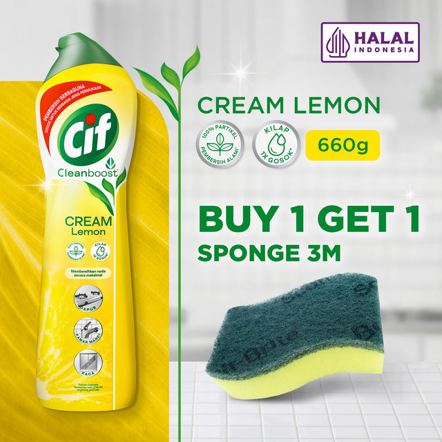 Buy 1 CIF Cream Lemon 660 G FREE Sponge 3M