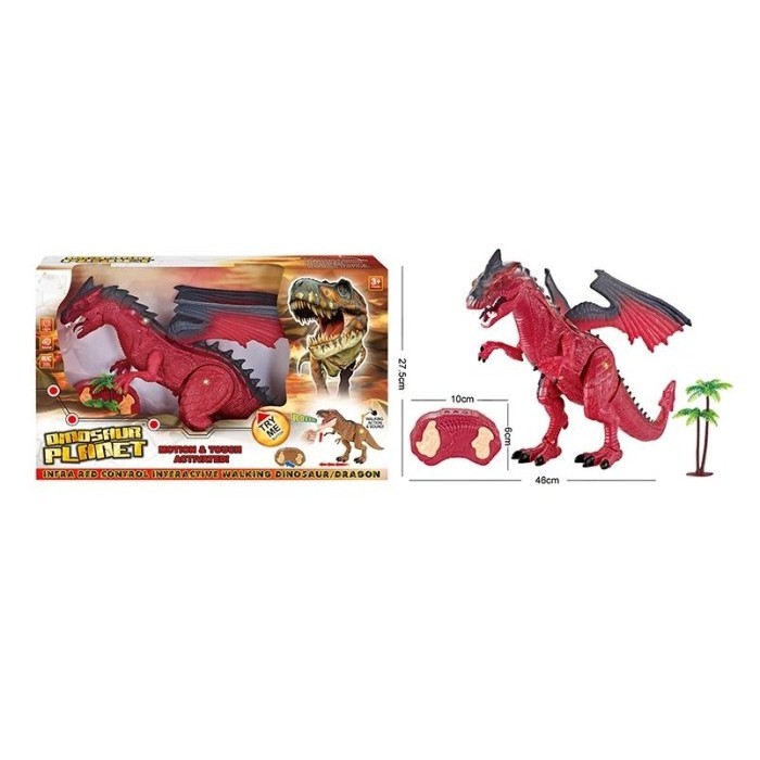 Vincent Dinosaur Planet Spray Dragon Remote Control Mainan Simulasi Naga - MerahRemotPohon