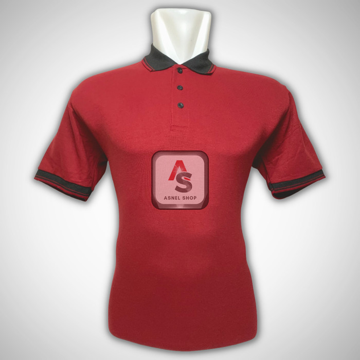 Kaos Nevada Berkerah Cowok Dewasa M L XL XXL Jumbo Baju Polo Terbaru - Merah Maroon, M