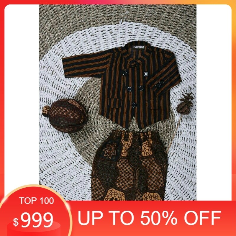 Setelan Beskap Lurik + Blangkon, Setelan Baju adat jawa/Baju tradisional