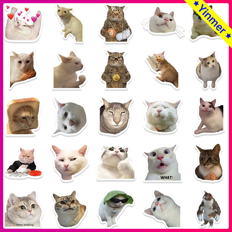 

COD✨Stiker buku harian kucing lucu kartun koper grafiti yang dipersonalisasi casing ponsel skateboard gitar-Yinmer