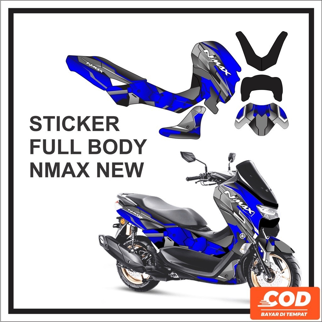 Stiker Decal Sticker Striping YAMAHA NMAX NEW 2022 2021 Full Body Baru Motif Garis Biru Hitam