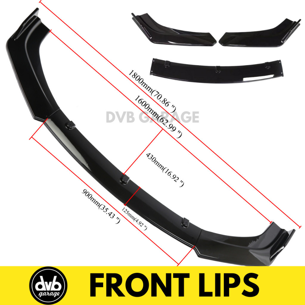 FRONT LIPS DEPAN SPLITTER UNIVERSAL - ADD ON BLACK CARBON BEMPER DEPAN MOBIL