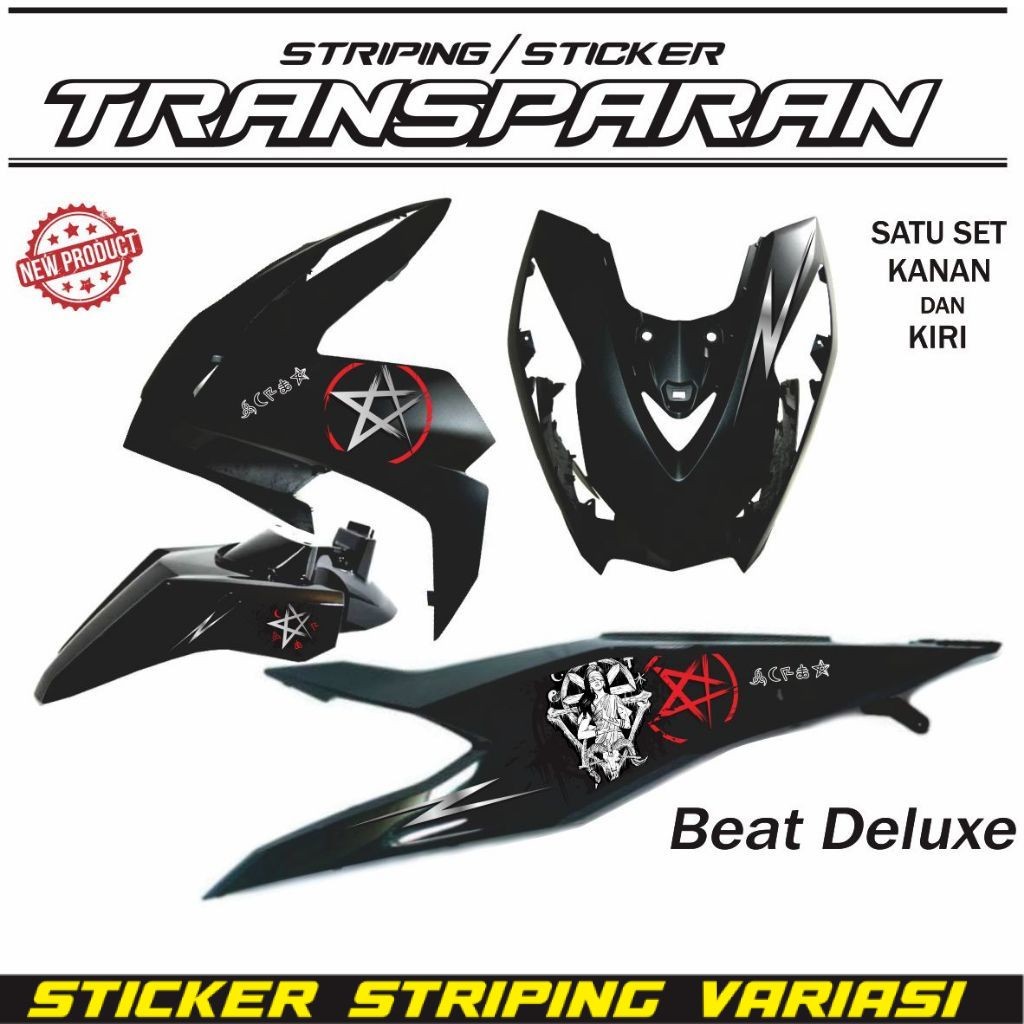 STIKER LIS MOTIF TRANSPARAN STIKER BEAT DELUXE KEREN STRIPING MOTOR