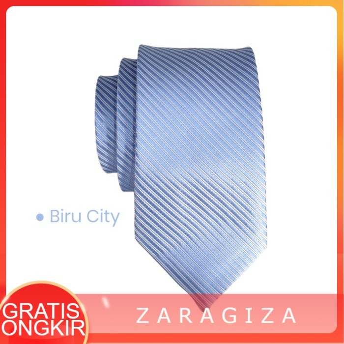 Dasi Biru Sky Biru Muda Biru Soft Biru Langit Motif Salur Halus - Salur - Zaragiza